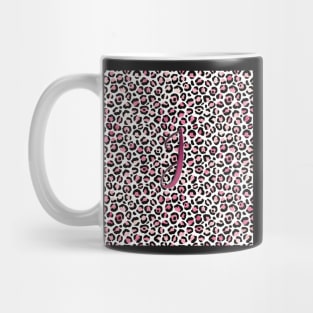 Letter J Monogram & Pink Leopard Print Mug